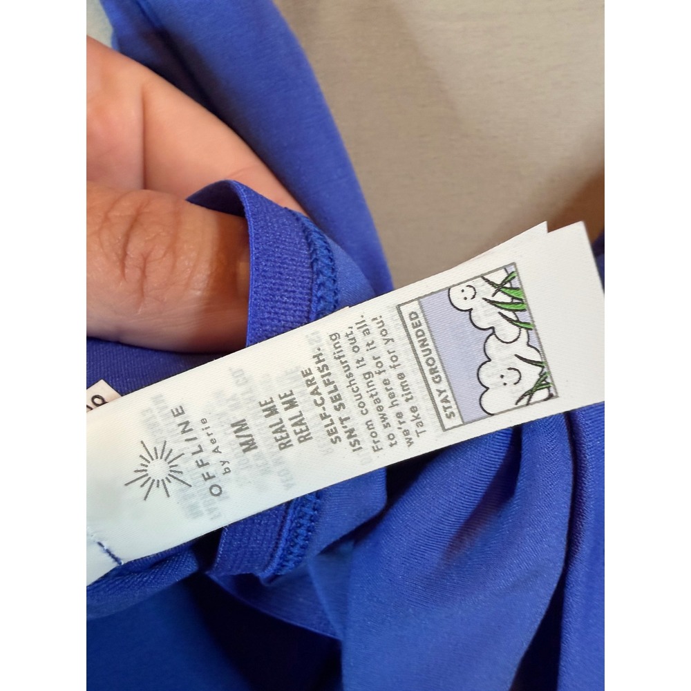 OFFLINE by Aerie Real Me V-Neck Cropped Tank Top Blue Medium NWT - Picture 4 of 5